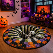 🔥🔥🔥3D Optical Illusion Skeleton Vortex Quilted Round Halloween Rug - Spooky Home Decor