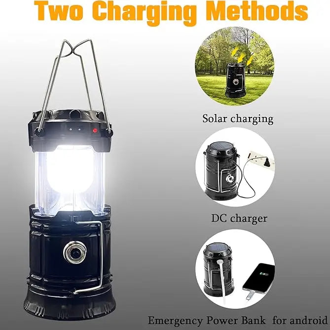 4-Pack Foldable Compact LED Lanterns - Solar & USB Rechargeable Emergency Lights