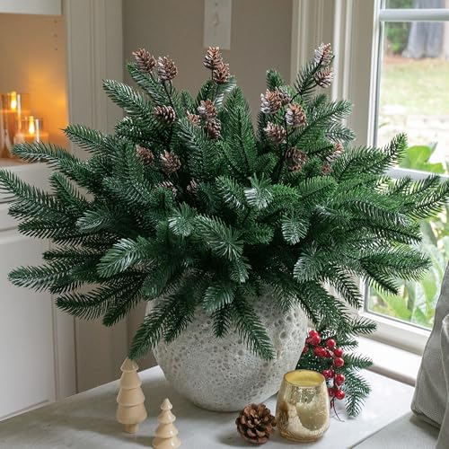 Timeless Artificial Pine Branches Red Holiday Decor Accent