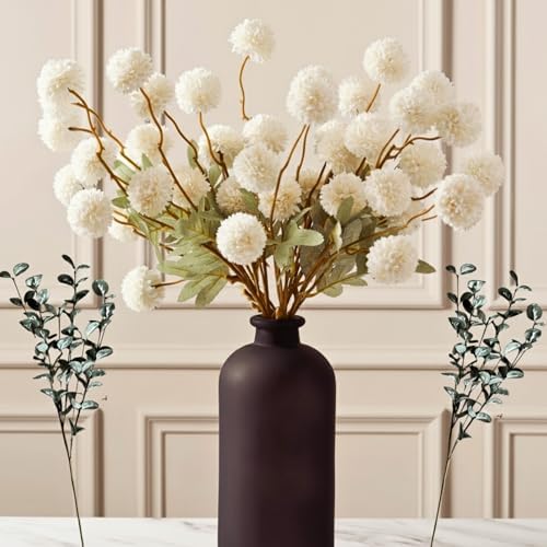 Stylish Beige Silk Mum Eucalyptus Home Decor Assortment