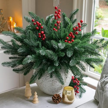 Timeless Artificial Pine Branches Red Holiday Decor Accent
