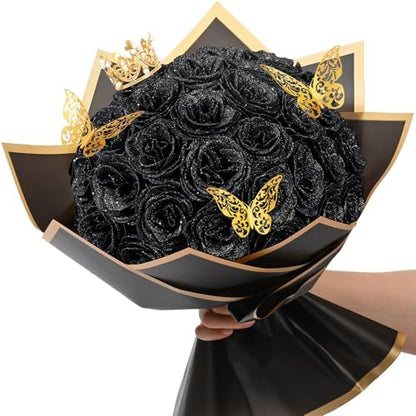 Natural Diy Glitter Rose Bouquet Home Decor Set