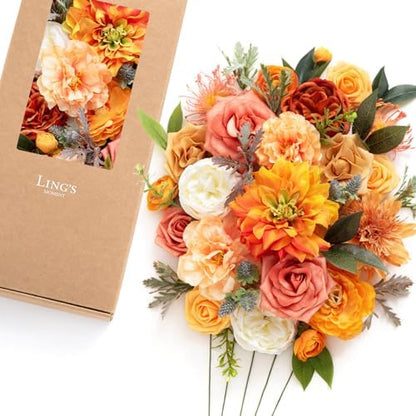 Refined Teal Burnt Orange Silk Home Decor Bundle