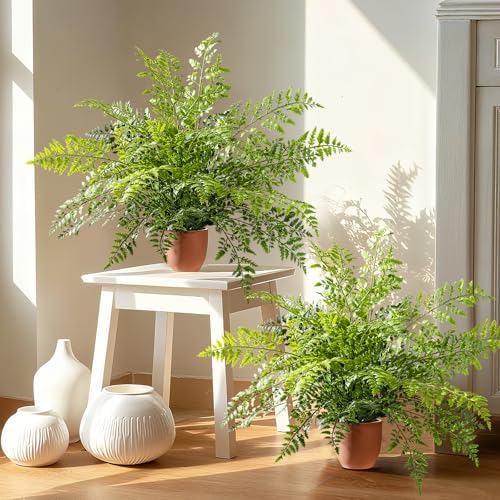 Serene Artificial Boston Fern Pots Home Decor Display