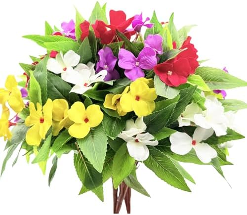 Seasonal Artificial Impatiens Bouquet Multicolor Home Decor Assortment