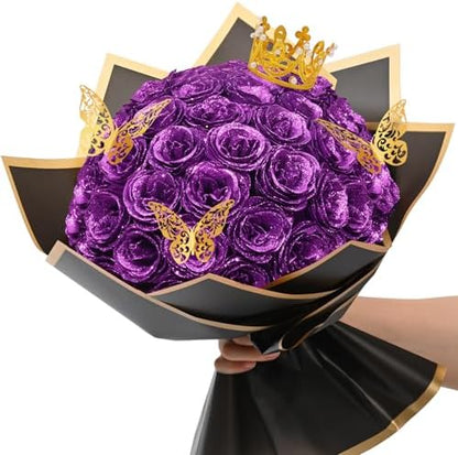 Natural Diy Glitter Rose Bouquet Home Decor Set