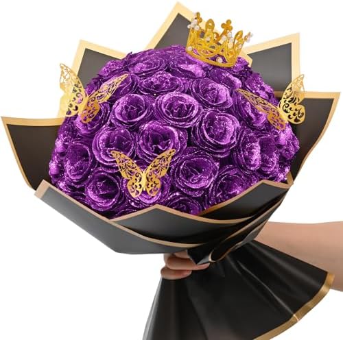 Natural Diy Glitter Rose Bouquet Home Decor Set