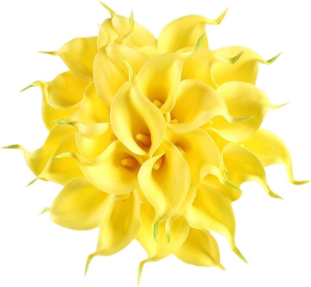 Artificial Calla Lily Flowers 18 Pack 14 Inch Purple Real Touch Latex - Home Decor Wedding Bouquets Party Floral Arrangements