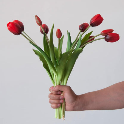 10PCS 16inch Artificial Tulip Flowers Real Touch Tulip Latex Tulip Artificial Plastic Flowers Fake Bouquet Dining Table Home Office Party Wedding Birthday Garden Store Decoration (Yellow)