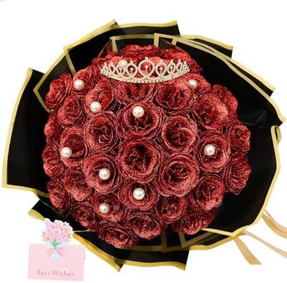Decorative Diy Glitter Rose Bouquet Home Decor Assortment