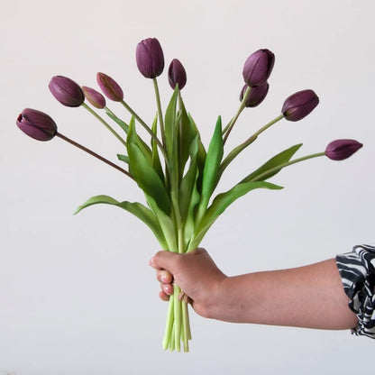 10PCS 16inch Artificial Tulip Flowers Real Touch Tulip Latex Tulip Artificial Plastic Flowers Fake Bouquet Dining Table Home Office Party Wedding Birthday Garden Store Decoration (Yellow)
