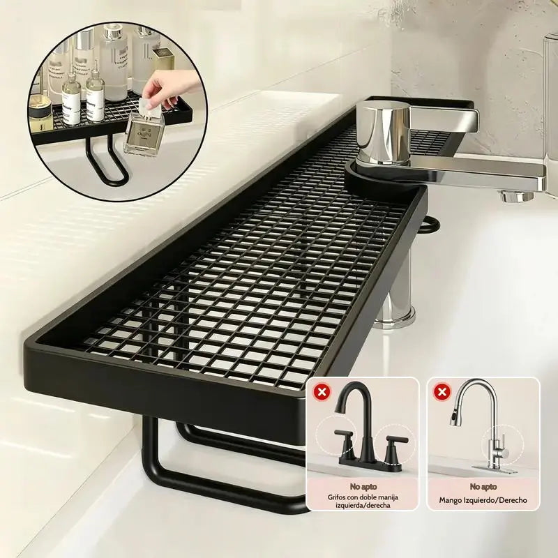 Minimalist Carbon Steel Bathroom Organizer, No-Drill Countertop Storage Rack for Skincare