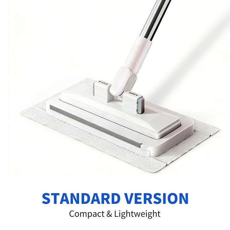 Retractable Disposable Pad Handheld Mop - Clamp-and-Go Wet Dry Tool with Hands-Free Automatic Clamp