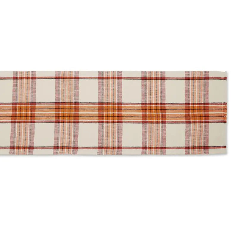 Pumpkin Spice Plaid Table Runner - 14" x 72" Autumn Harvest Table Decor