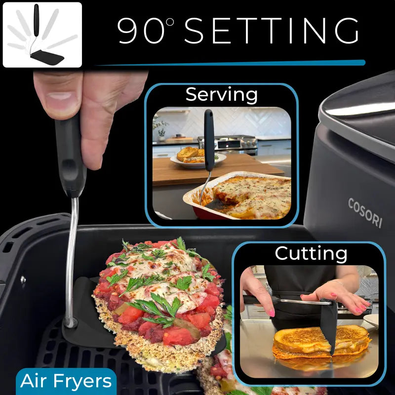 Adjustable Angle Spatula with 2 PPSU Heads - BPA-Free Kitchen Gadget for Air Fryers and Griddles