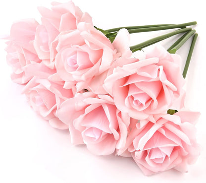 Eyamumo Fake Flowers, Faux Silk Real Touch Artificial Rose Flowers for Decoration DIY, Wedding Party, Home Office Decoration and Dining Table Centerpiece, 7Pcs (White-30cm, 30CM)