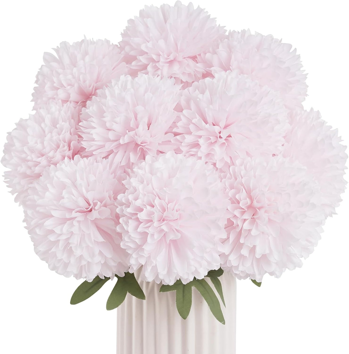 BonBloom's Artificial Chrysanthemums Flowers, 10 Pcs Realistic Large Faux Mums Chrysanthemums Ball Silk with Stems for Autumn Easter Home Floral Arrangement Table Centerpiece (Orange)