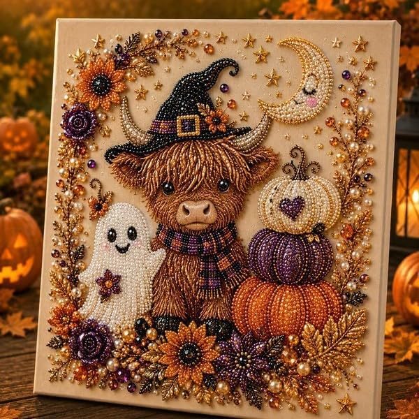 Halloween Diamond Painting Kits for Adults - Spooky Cute 3D DIY Fall Home Decor Wall Art
