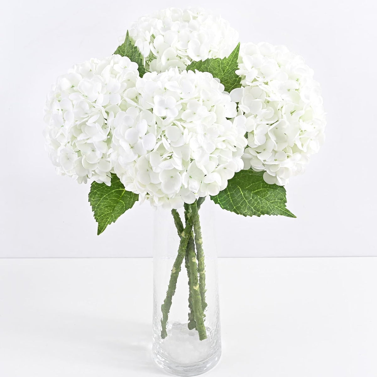 Yastouay 3 Pcs Real Touch Hydrangea Artificial Flowers, 21" White Full Faux Hydrangea Flowers Latex Fake Flowers for Home Decor Party Floral Arrangements Wedding Bouquets Centerpieces Outdoor Decor