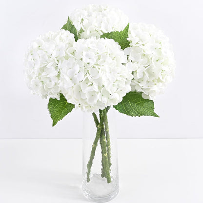 Yastouay 3 Pcs Real Touch Hydrangea Artificial Flowers, 21" White Full Faux Hydrangea Flowers Latex Fake Flowers for Home Decor Party Floral Arrangements Wedding Bouquets Centerpieces Outdoor Decor