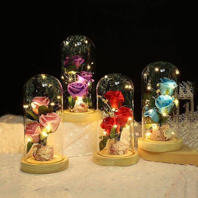 Realistic Led Artificial Rose Bouquet Home Decor Accent