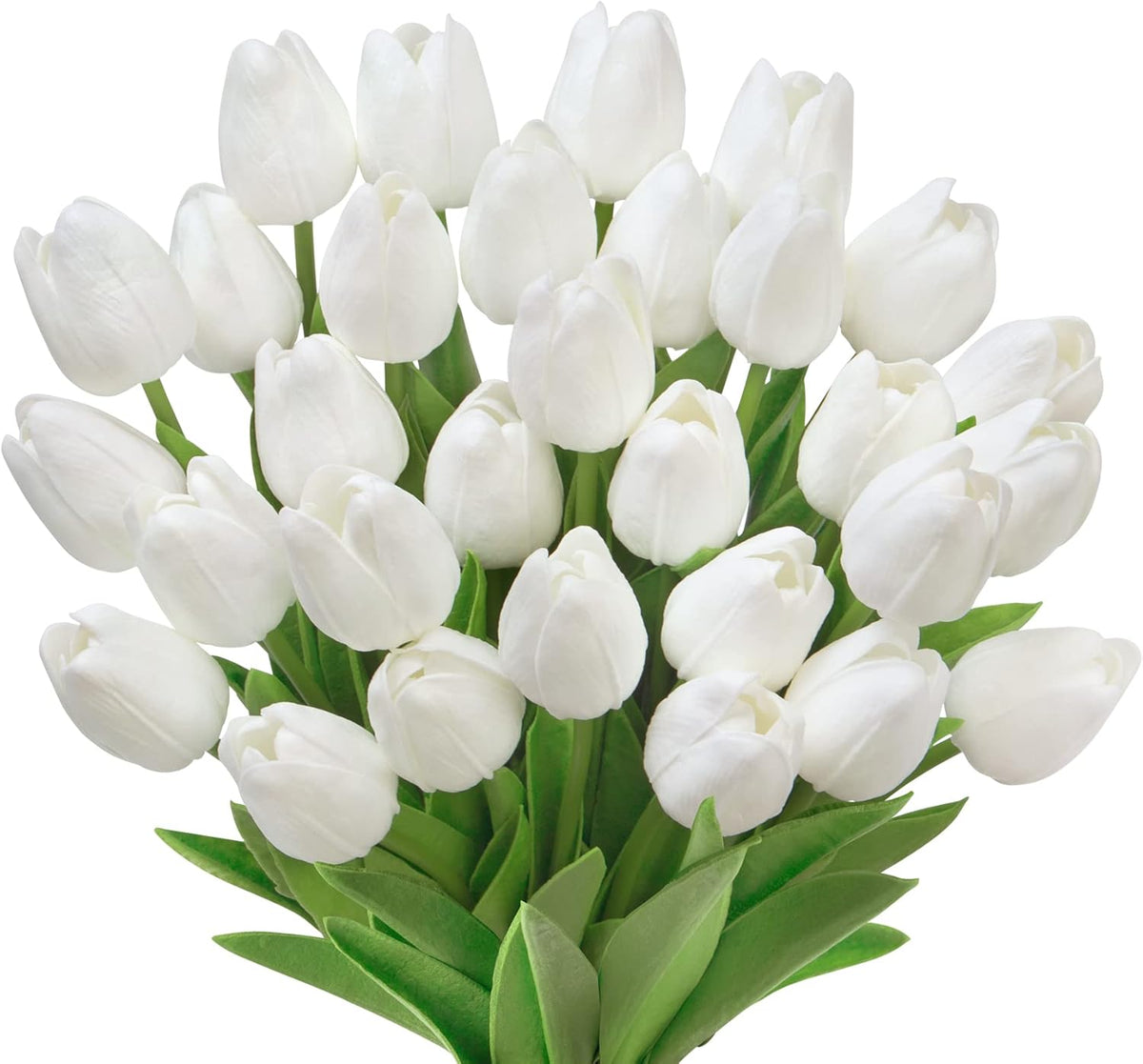 Ouddy Decor 30 Pcs Pink Tulips Artificial Flowers Real Touch PU Faux Flowers Fake Tulips Stems for Spring Summer Bouquet Floral Room Table Party Wedding Easter Mothers Gifts Home Decorations