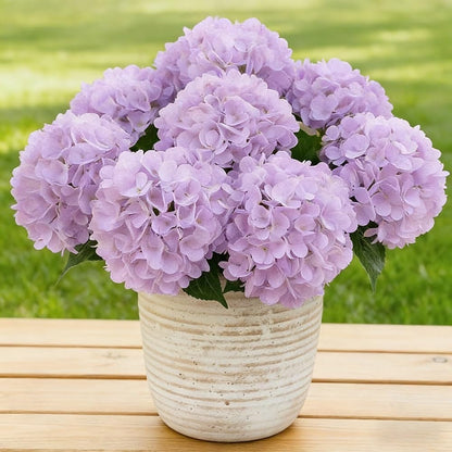 UV Resistant Hydrangeas 6 Bundles with 30 Heads Artificial Faux Silk Flowers for Garden Porch Yard Window Box Wedding Decoration Bush for Outdoor Front Door Garden Decor Potted Topiary