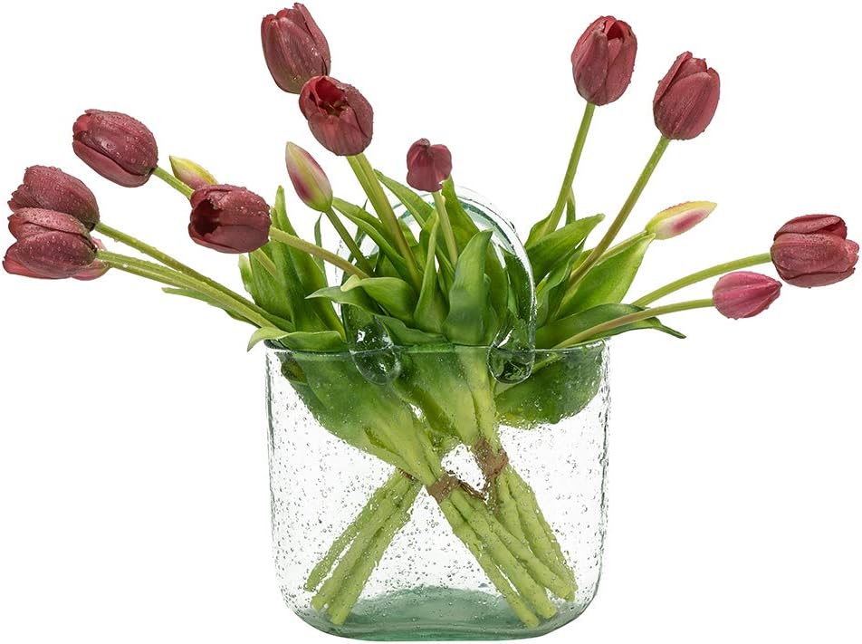 15 Pcs Artificial Tulips Flowers, Latex Bouquet, Fake Tulips for Office Wedding Party Home Kitchen Garden Decoration (White, 15 Pcs)