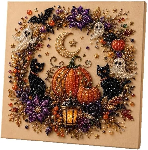 Halloween Diamond Painting Kits for Adults - Spooky Cute 3D DIY Fall Home Decor Wall Art
