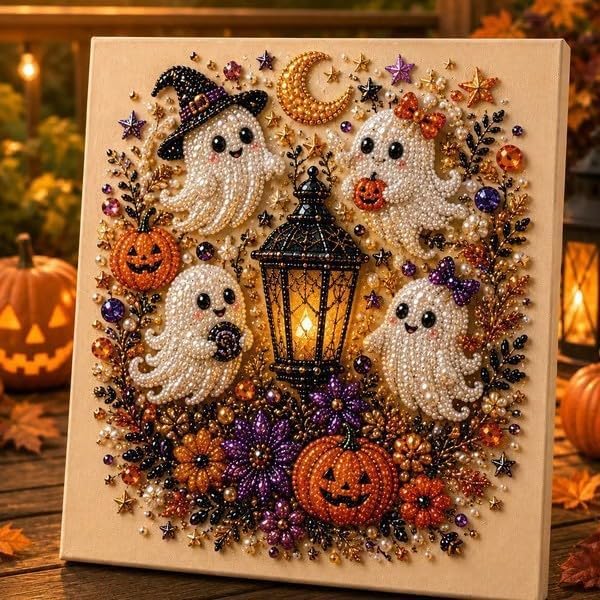Halloween Diamond Painting Kits for Adults - Spooky Cute 3D DIY Fall Home Decor Wall Art