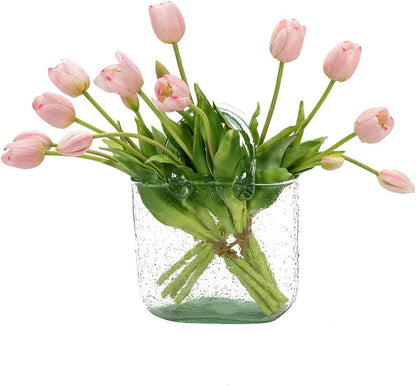 15 Pcs Artificial Tulips Flowers, Latex Bouquet, Fake Tulips for Office Wedding Party Home Kitchen Garden Decoration (White, 15 Pcs)