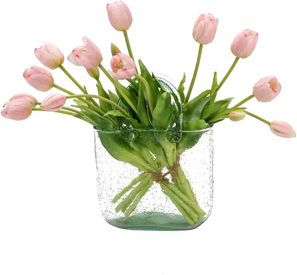 15 Pcs Artificial Tulips Flowers, Latex Bouquet, Fake Tulips for Office Wedding Party Home Kitchen Garden Decoration (White, 15 Pcs)