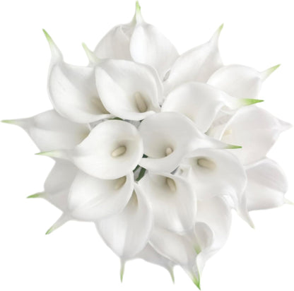 Artificial Calla Lily Flowers 18 Pack 14 Inch Purple Real Touch Latex - Home Decor Wedding Bouquets Party Floral Arrangements