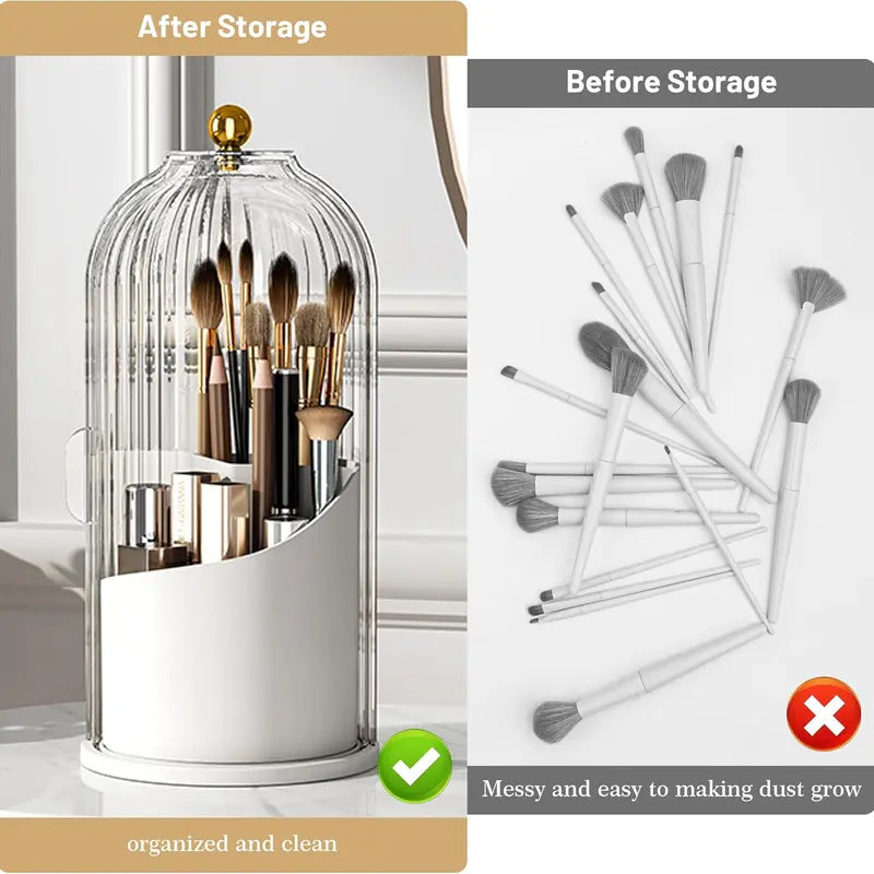 Modern Durable Acrylic Toothbrush Holder with 360-Rotating Transparent Cover