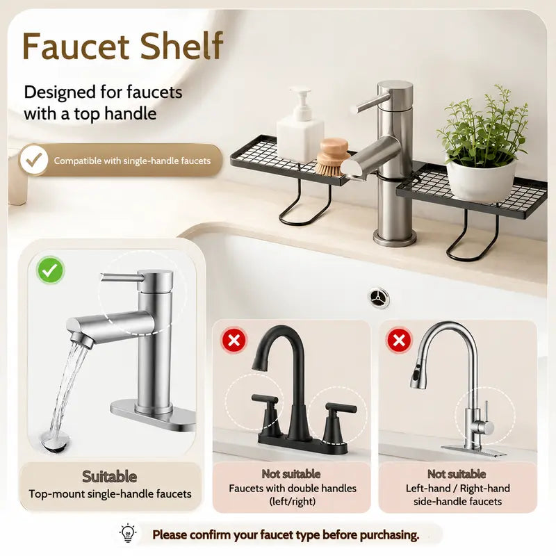 Minimalist Carbon Steel Bathroom Organizer, No-Drill Countertop Storage Rack for Skincare