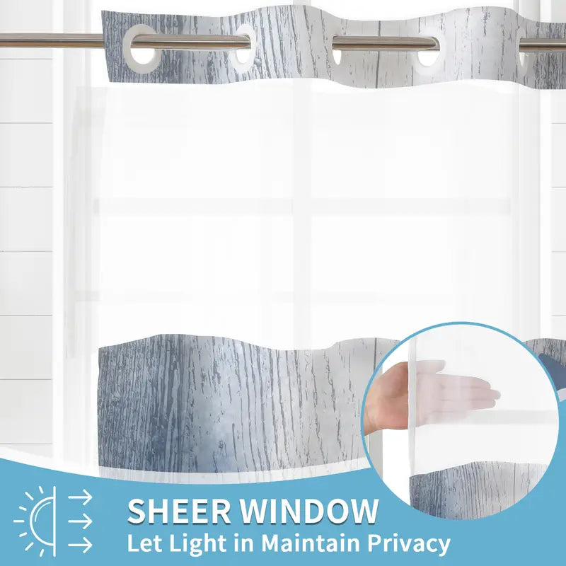 Double-Layer Daisy Printed Shower Curtain - Hookless Waterproof Fabric for Bathroom