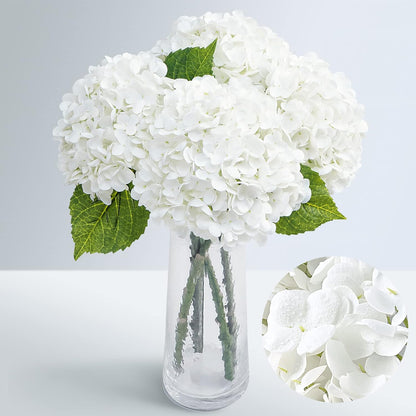 Waipfaru 21" Real Touch Blue Hydrangea Artificial Flowers with Long Stem & Leaves, Full Latex Faux Hydrangea Flowers for Home Decor Party Floral Arrangements Wedding Bouquets Centerpieces, 4Pcs