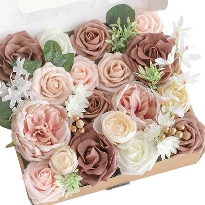 Lookein Artificial Flowers for DIY Wedding Decoration Bridal Bouquet Table Centerpieces Flower Garland Arch Flower Decoration Home Decor, Rustic Terracotta