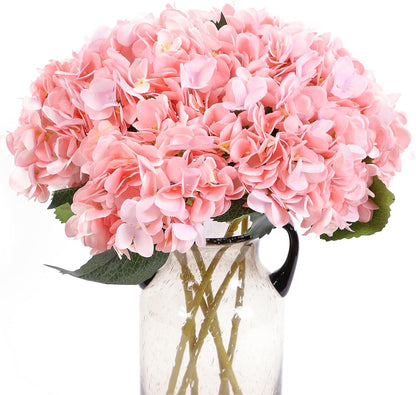 6 Pcs White Hydrangea Artificial Flowers Silk Fake Hydrangeas with Stems for Wedding and Home Decor