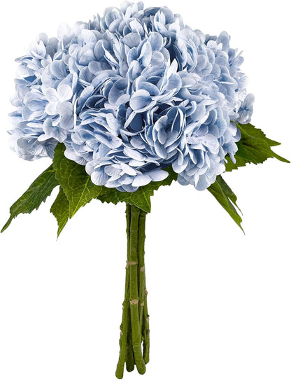 Yatim 21In White Artificial Hydrangea Flowers 5 Pcs Real Touch 3D Print Latex Flowers for Wedding Centerpieces Bouquets DIY Floral Decor Home Decoration with Stems