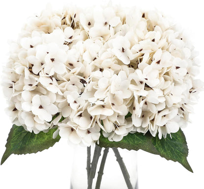 6 Pcs White Hydrangea Artificial Flowers Silk Fake Hydrangeas with Stems for Wedding and Home Decor