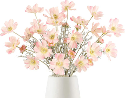 6 Pcs Cosmos Silk Flowers 24" Wild Flowers Artificial Fake Flowers Arrangement for Wedding Party Kitchens Home Decoration (Burgundy)