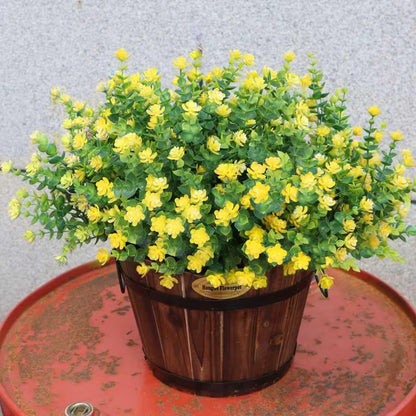 Artificial Flowers for Outdoors, 12 Bundles UV Resistant Realistic Faux Plants for Outside Porch Planter, Spring Summer Home Garden Decoration, Blue