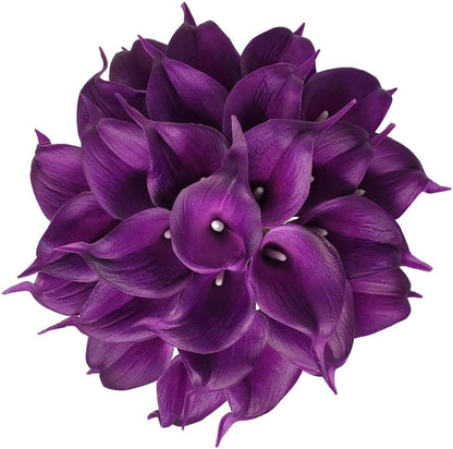 Floral Kingdom 20 Pack Artificial Calla Lily Flowers 14 Inch Yellow-Orange – Real Touch Faux Flowers for Table Centerpieces, Home Decor and Weddings