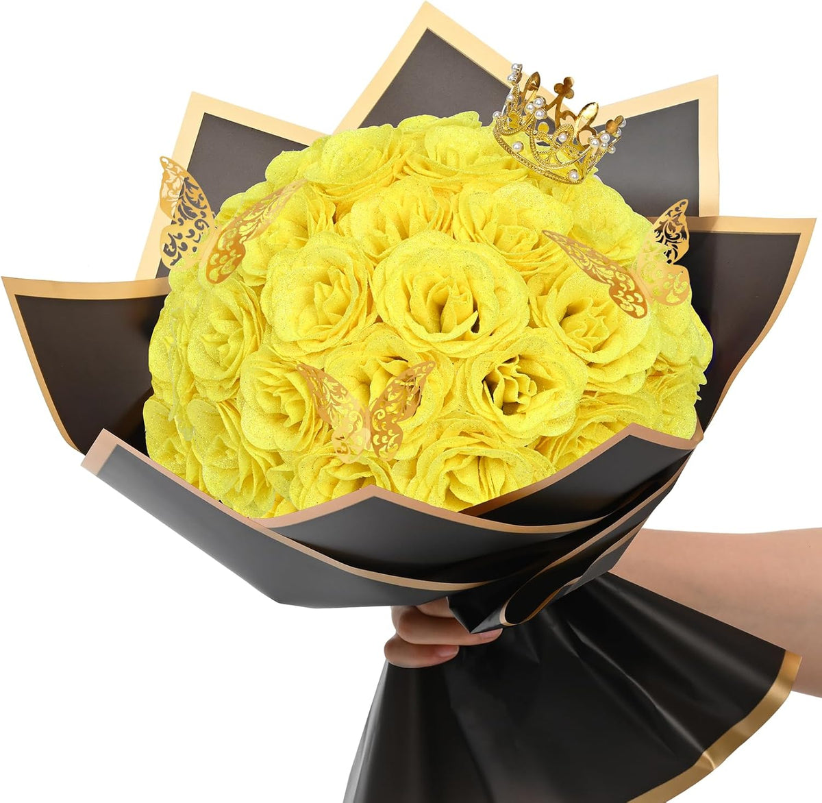 Classic Waipfaru Black Glitter Roses Home Decor Kit