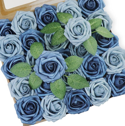 50 Pcs Artificial Flower，Real Touch Foam Roses w/Stem DIY for Wedding Bouquet Centerpieces Party Shower Home Decor-Green boxpack