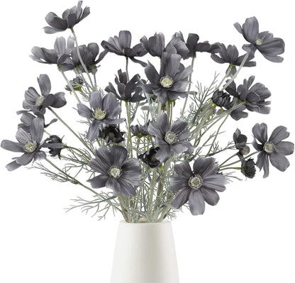 6 Pcs Cosmos Silk Flowers 24" Wild Flowers Artificial Fake Flowers Arrangement for Wedding Party Kitchens Home Decoration (Burgundy)
