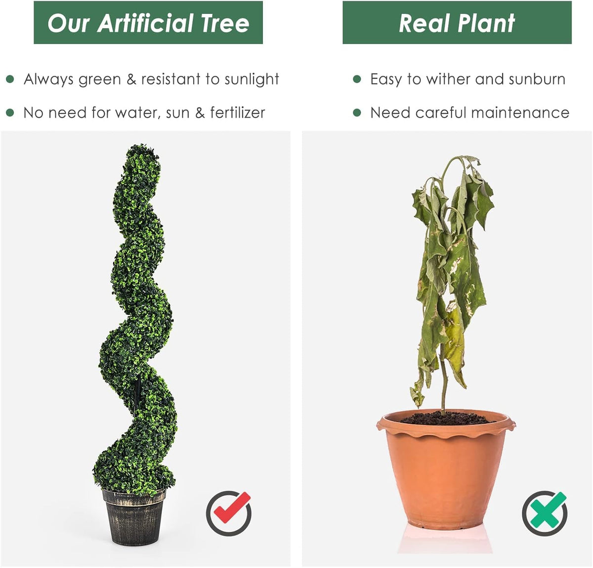 Charming Artificial Spiral Boxwood Topiary Home Decor Bundle