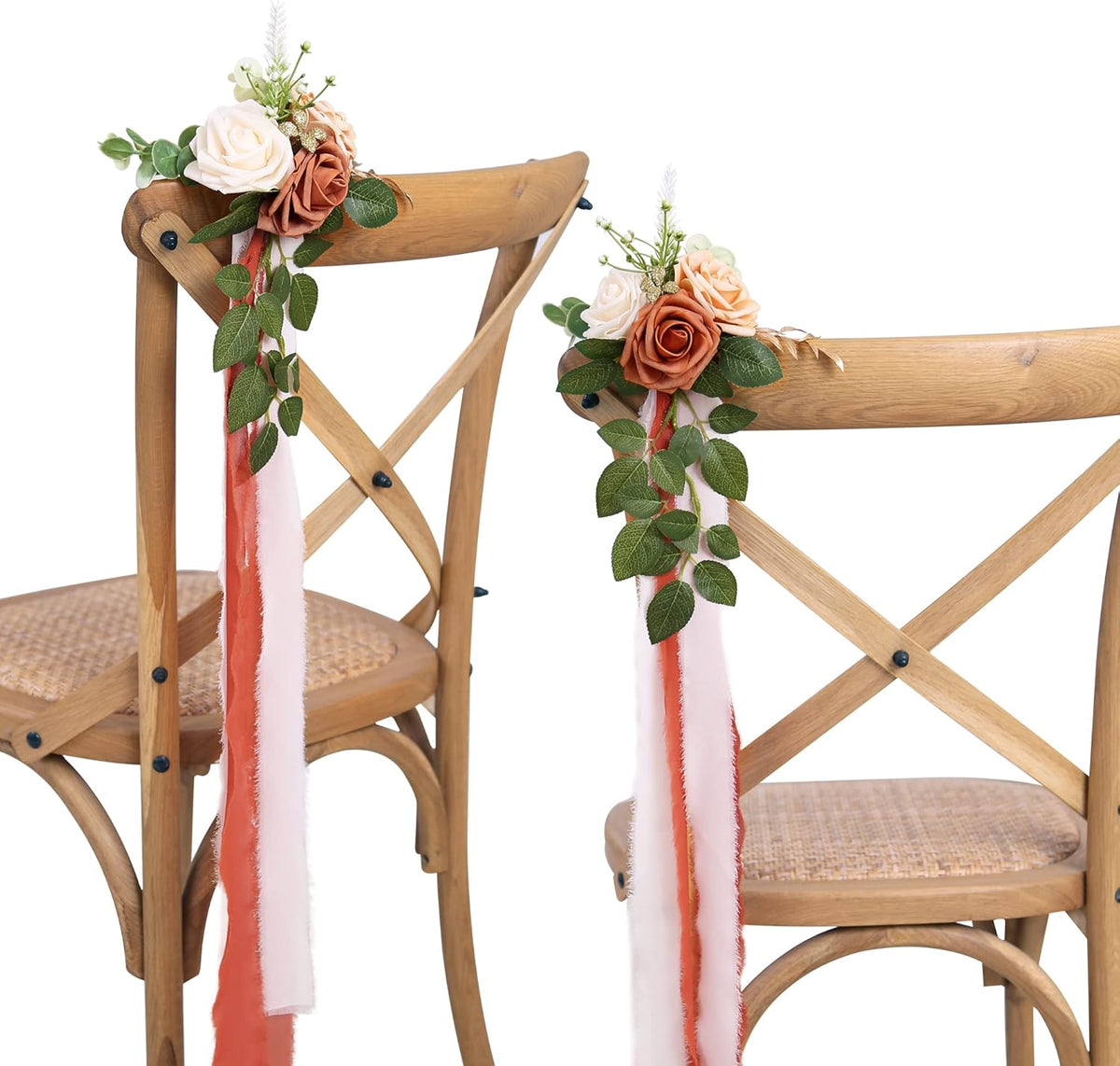 Lifelike White Wedding Pew Eucalyptus Home Decor Bundle