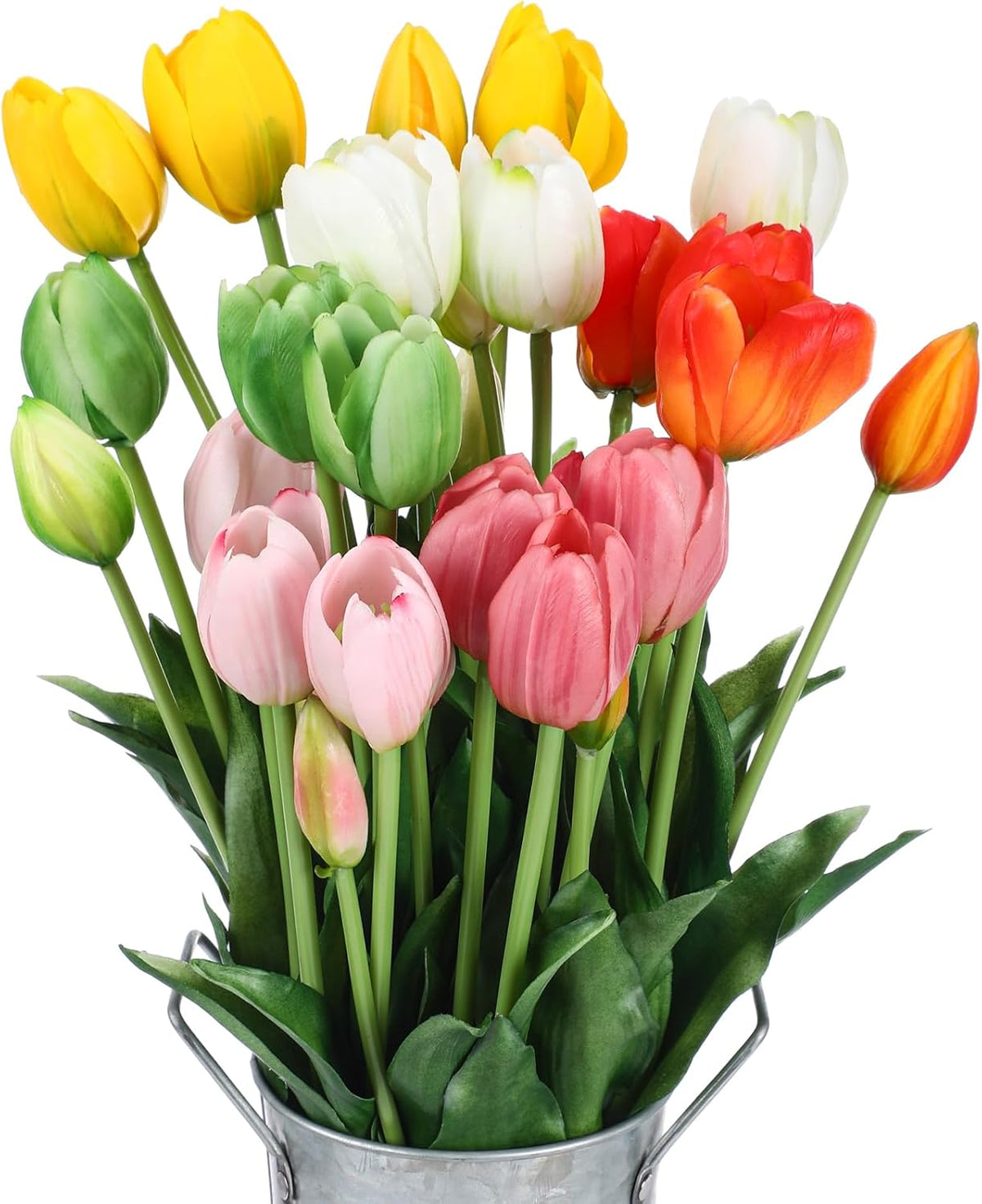 Riceshoot 6 Bunches Artificial Tulips Flowers 30 Pcs Real Touch Faux Tulips Bouquets Arrangements Realistic Flowers for Office Wedding Party Kitchen Decoration (Mixed Pink)
